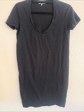 James Perse V Neck T-Shirt Dress - Black